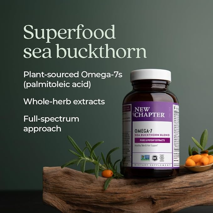 New Chapter Supercritical Omega 7 with Sea Buckthorn + Plant Sourced Fatty Acids + Omega 7 + Non-GMO Ingredients - 60 Vegetarian Capsule