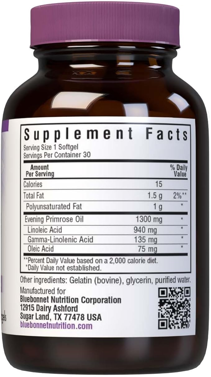 BlueBonnet Evening Primrose Oil Softgels, 1300 mg, 30 Count