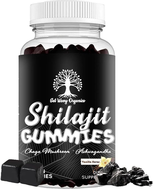 Shilajit Gummies I Lab Tested I No Added Sugar I Ashwagandha, Chaga Mushrooms | Fulvic Acid & 85+ Trace Minerals I for Men, Women I Non-GMO I 100% Natural & Organic I 60 Gummy