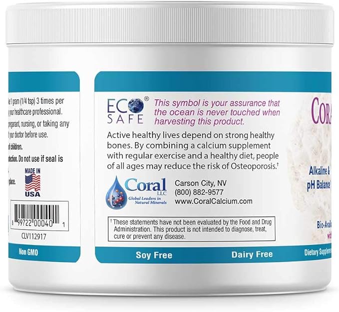 Coral Ecopure Powder, Coral Calcium Powder Supplement with Coral Minerals - 16 Ounces