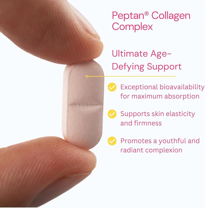 hollywoodskin Peptanยฎ Collagen Complex: for Ultimate Age-Defying Support. 1000mg Collagen Type 1 & 3, 300mg HA, 100mg Vitamin C. 1500mg x 180 Tablets. (6 Months Supply).