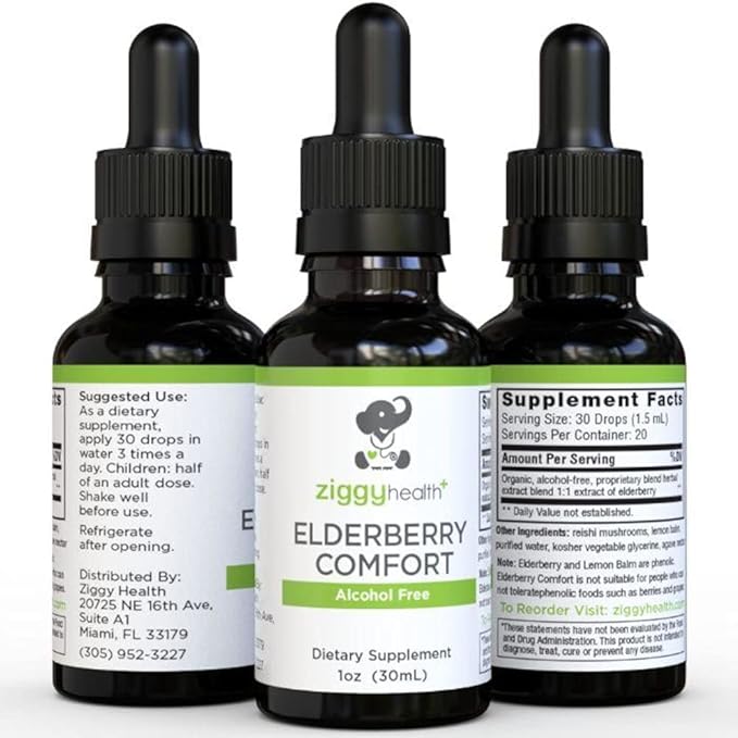 Organic Elderberry Tincture - Elderberry Extract - Liquid Elderberry Drops, Immune Support, Respiratory Support & Defense, 1oz - Ziggy Health
