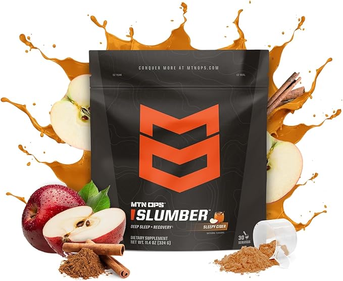 MTN OPS Slumber Sleep Aid for Muscle Recovery & Deep Sleep, Sleepy Cider Sleep Support Powder Drink Mix, 30 Servings