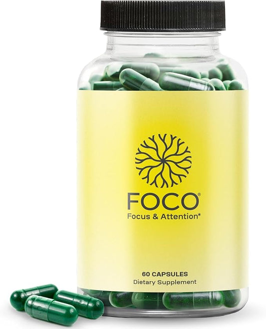 Think FOCO Capsules (13+) Focus Supplement for Teens & Adults - Natural Focus in 30 Minutes - Brain Supplements for Memory and Attention - Vegan Vitamin, Gluten Free Supplements, Non GMO Vitamins