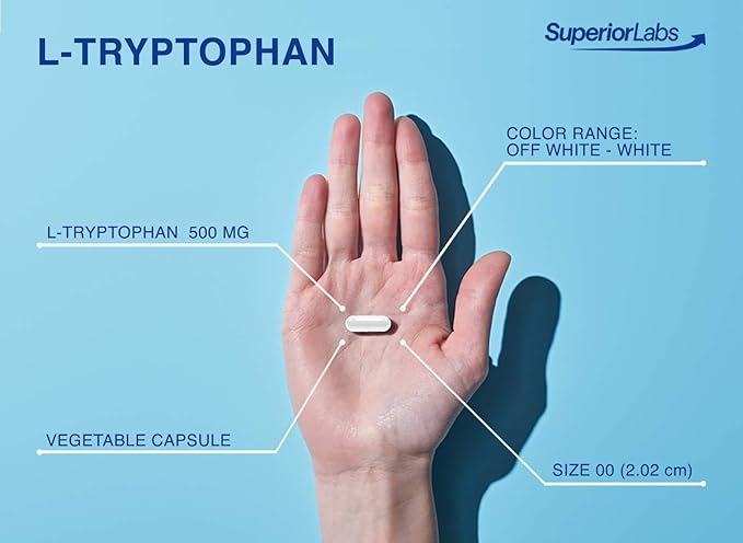 Superior Labs – Pure L-Tryptophan – 500mg, 120 Vegetable Capsules – Non-GMO Dietary Supplement for Restful Sleep & Relaxation – Supports Feelings of Well Being and Healthy Circulation Circulation