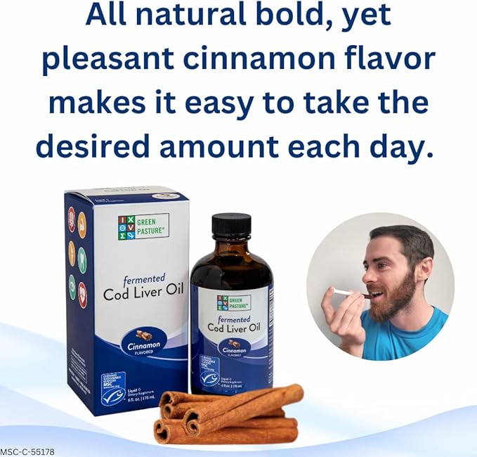 Green Pasture - Fermented Cod Liver Oil Liquid - 6 fl. oz. - Cinnamon