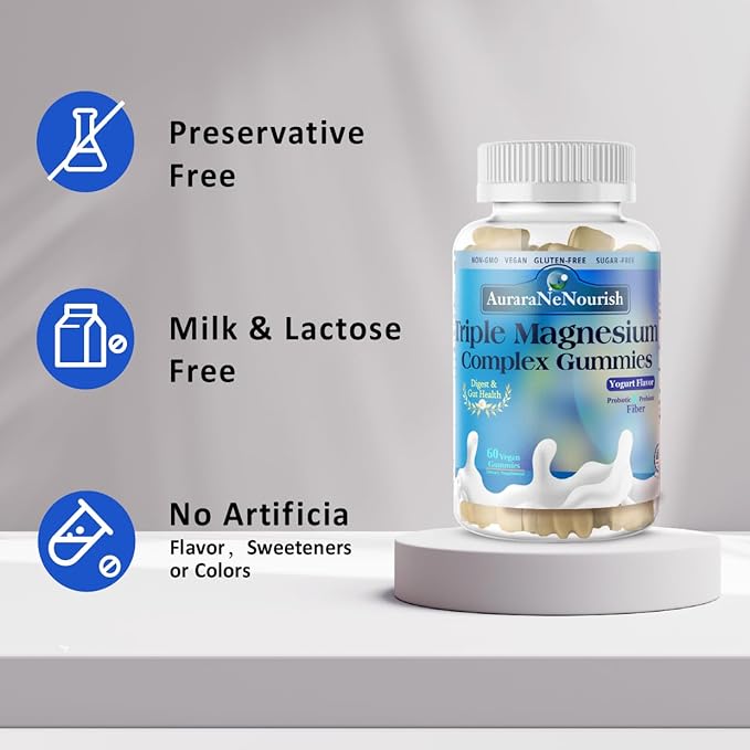 2 Packs Sugar Free Magnesium Gummies Plus Probiotic & Fiber, Magnesium Glycinate 400 mg丨L-Threonate丨Taurate, Chewable Calm Magnesium Gummies w. VIT D3 K2 B6 for Sleep* Brain, Digestion, Gut Health
