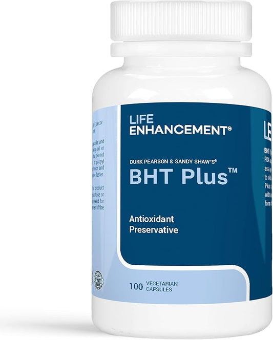 Life Enhancement BHT Plus - Antioxidant Preservative - 180mg BHT and 80mg Vitamin C (Ascorbyl Palmitate) - 100 Serving