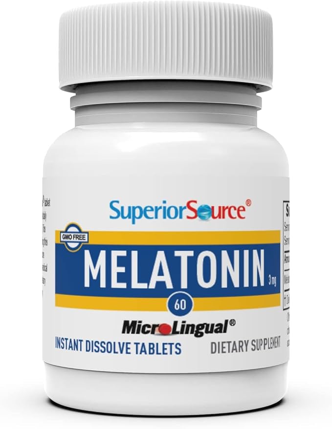 Superior Source Melatonin 3 mg - Healthy Sleep Support Supplement for Adults - Melatonin Formula with Chamomile Aids Relaxation & Restful Sleep - 60 Sublingual Dissolving Tablets
