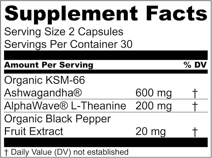 Live Conscious KSM-66 Ashwagandha Supplement w/L Theanine & AlphaWave - ZenWell Everyday Stress Relief, Cognitive, Brain Health - Ashwagandha for Men & Women - 60 Capsules