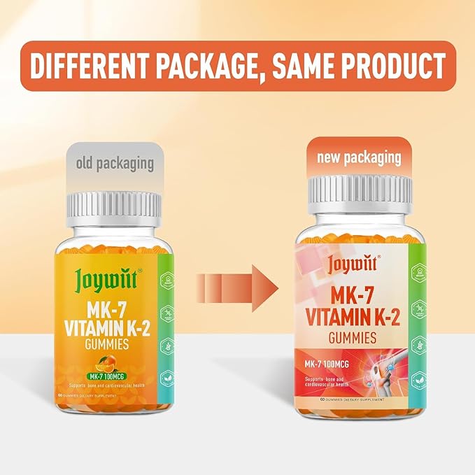 Vitamin K2 MK-7 Gummies 100mcg, Extra Strength K2 Vitamin Supplement for Bone & He-Art Support, Chewable Natural Orange Flavor, Non GMO, Vegan, 120 Gummies