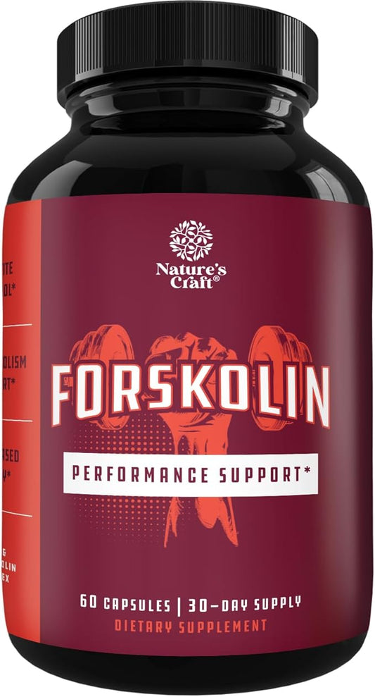 100% Forskolin Supplement-Pure Forskolin Extract Supplement with Potent Coleus Forskohlii 500 mg per serving for Enhanced Energy for Adults-Plant-Based Energy Supplements for Women and Men-60 Capsules