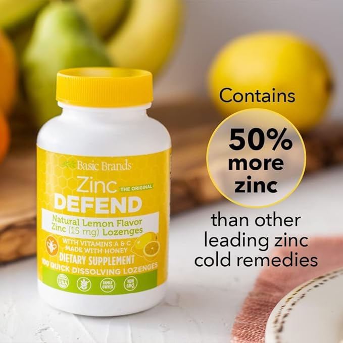 – Zinc Lemon Defend - 100 Lozenges - Natural Lemon Flavor Zinc–Lozenges - Immune Boost, Cold Relief, Non-GMO, Zinc Acetate & Vitamin C - 2-Pack