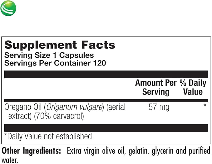 Nutra Biogenesis Oregano Oil - Oil of Oregano Softgel Capsules with 70% Carvacrol, Natural Oregano Extract for Lung Health and Immune Support - 120 Softgels