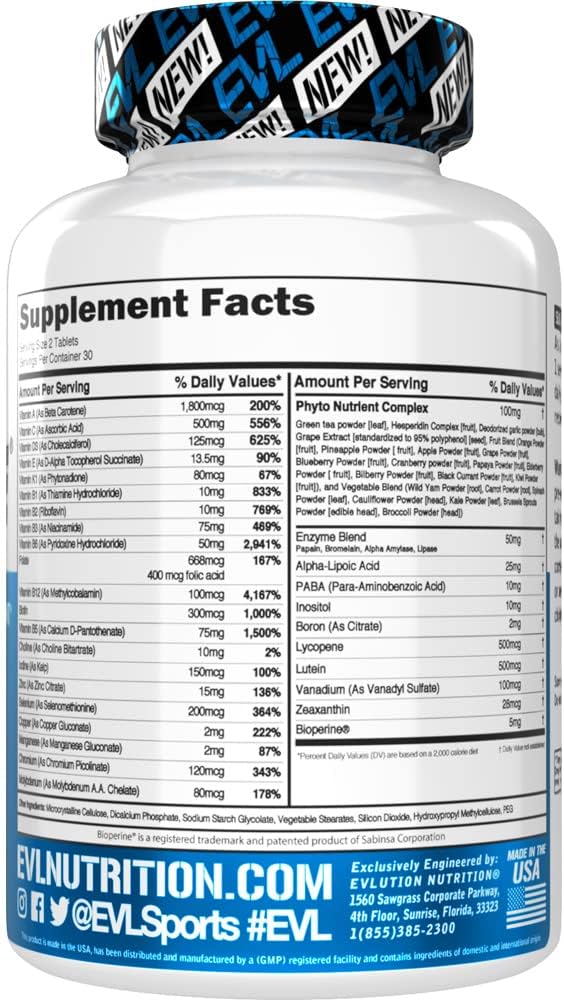 EVL Advanced Daily Multivitamin - Men's Multivitamin with Essential Minerals Phytonutrient Complex and VitaMode Active Mens Vitamins for Energy with Lycopene for Muscle Bone and Immune Support
