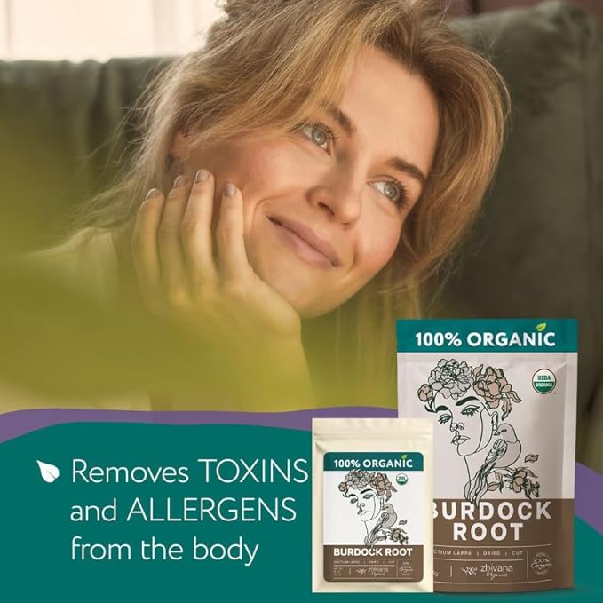 Burdock Root Organic (4oz.) – Burdock Tea - Raiz de Bardana - Removes Toxins, Allergens - Supports Digestive System, Liver Detox, Skin