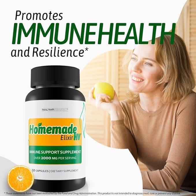 Homemade Elixir HV - Our Best Immune Support Supplement - Herbal Vitamin Immune Support Capsules - Our Best Immune Pills Nature Vitamin D Zinc C Best Herbs Vitamins - Vitamins Immune Support Pills