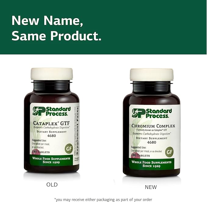 Standard Process Inc. Chromium Complex - Whole Food Digestion and Digestive Health with L-Cysteine Hydrochloride, Chromium, Ascorbic Acid, Buckwheat, Oat Flour - 180 Tablets