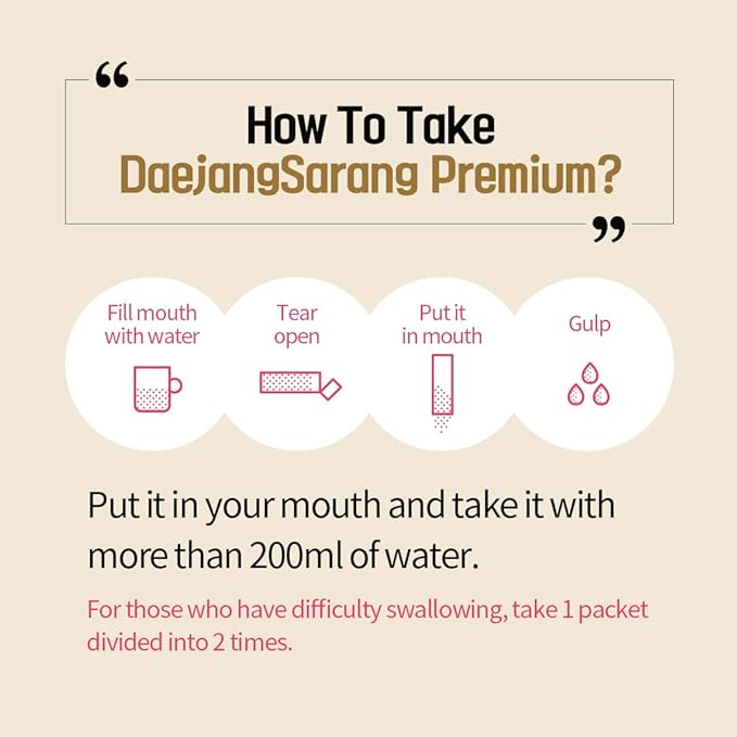 Premium Psyllium Husk Fiber Supplement Made for Weaker Digestive Health, Dietary Fiber Packets to Support Better Digestive Health for Constipation Relief, Daejang Sarang 20 Packets (1 Pack)