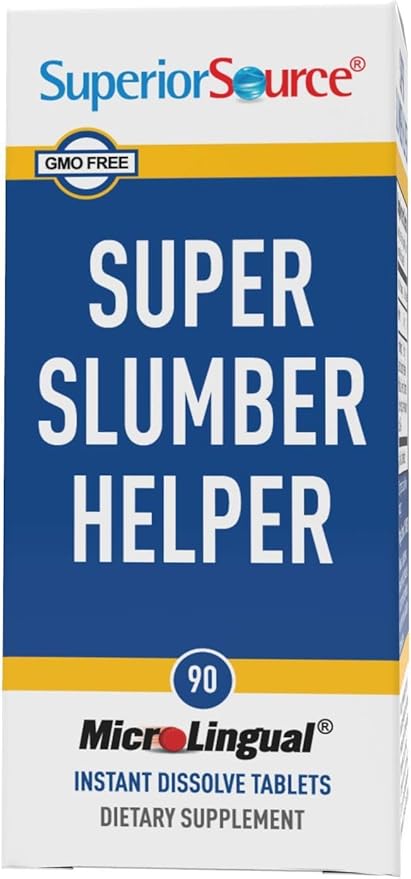 Superior Source Super Slumber Helper - Melatonin Supplement with L-Theanine & Chamomile Flower Powder - Supports Healthy & Natural Sleep with Valerian Root Powder & GABA - 90 Instant Dissolve Tablets