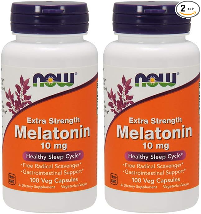 Now Foods Melatonin, 10 mg, 100 Veggie Caps, 2 Pack