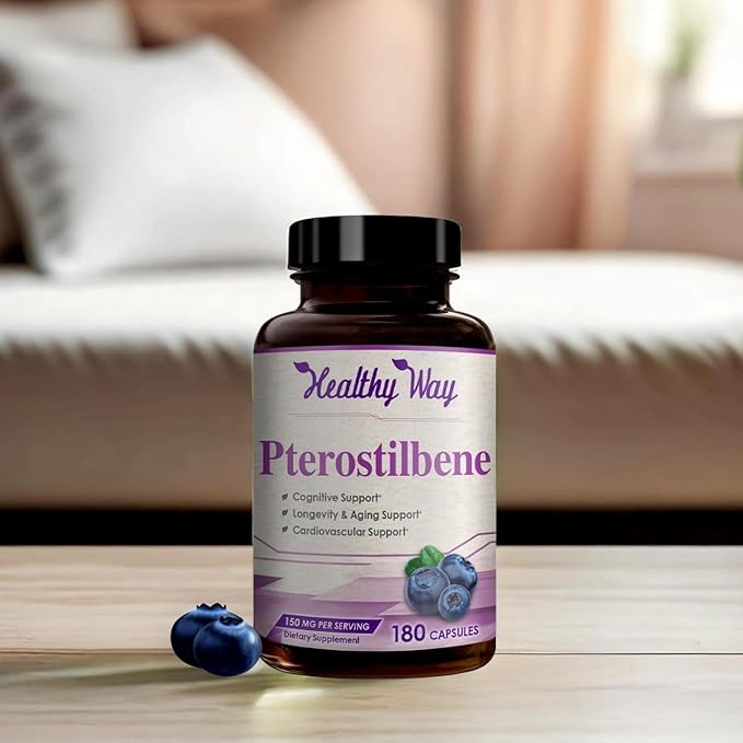 150mg Pterostilbene Supplement - Once Daily Antioxidant Supplement for Healthy Aging Immune Heart Skin and Brain Support - Naturally Derived Non-GMO & Made in The USA (180 Servings)