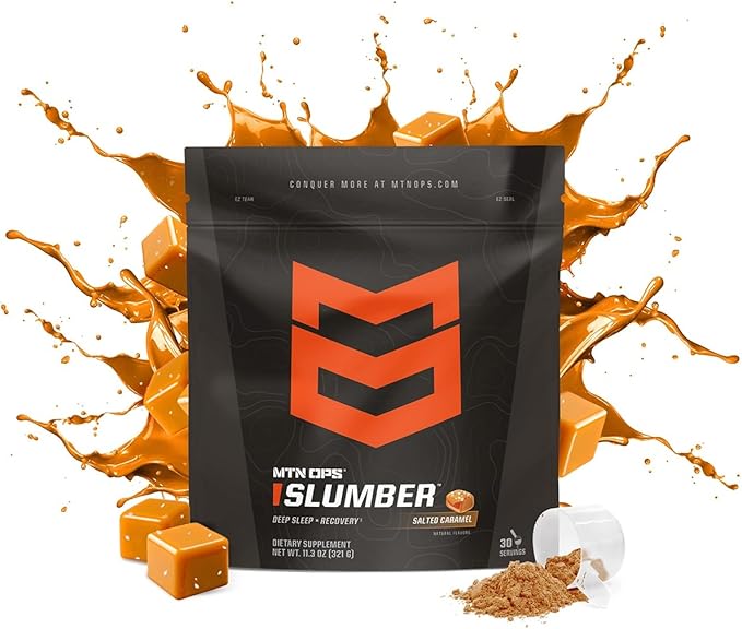 MTN OPS Slumber Sleep Aid for Muscle Recovery & Deep Sleep, Sleepy Salted Caramel Sleep Support Powder Drink Mix, 30 Servings