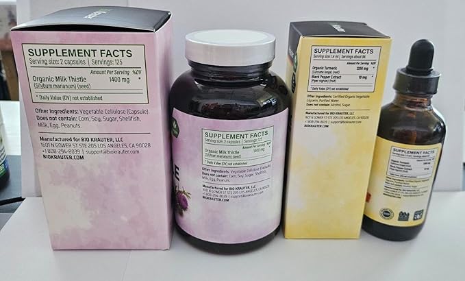 Turmeric with Black Pepper Tincture 4 Fl. Oz. & Milk Thistle 250 Capsules