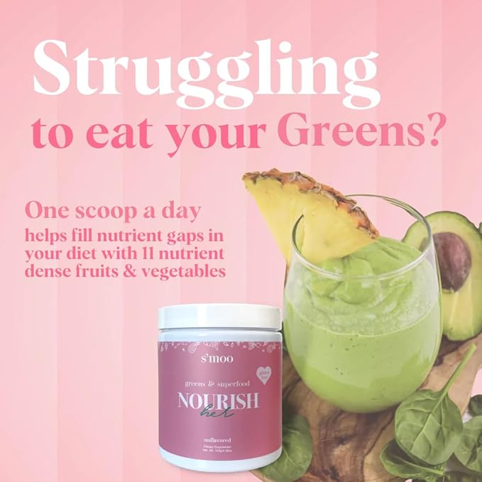 Nourish(her) - Greens Blend Superfood: Super Greens Powder with Spirulina, Chlorella, Beet Root Powder - Gluten Free - Digestive Health, Immunity, Nutrition, Alkalizing, Energizing - 30 Servings