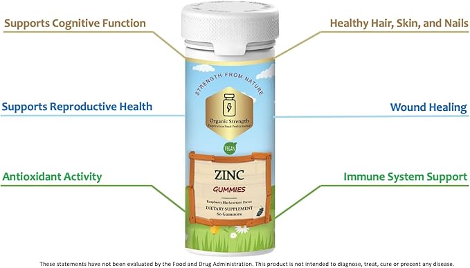 Vegan Zinc Pectin Gummies: Boost Your Immunity, Support Your Health with 50mg of Zinc, 455% Daily Intake (60 Count)