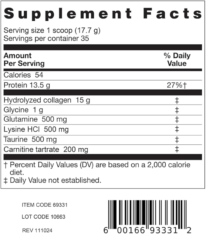 Collagen with Amino Acids 620 Grams - Non GMO •Grass fed• Made in The USA • Gluten Free