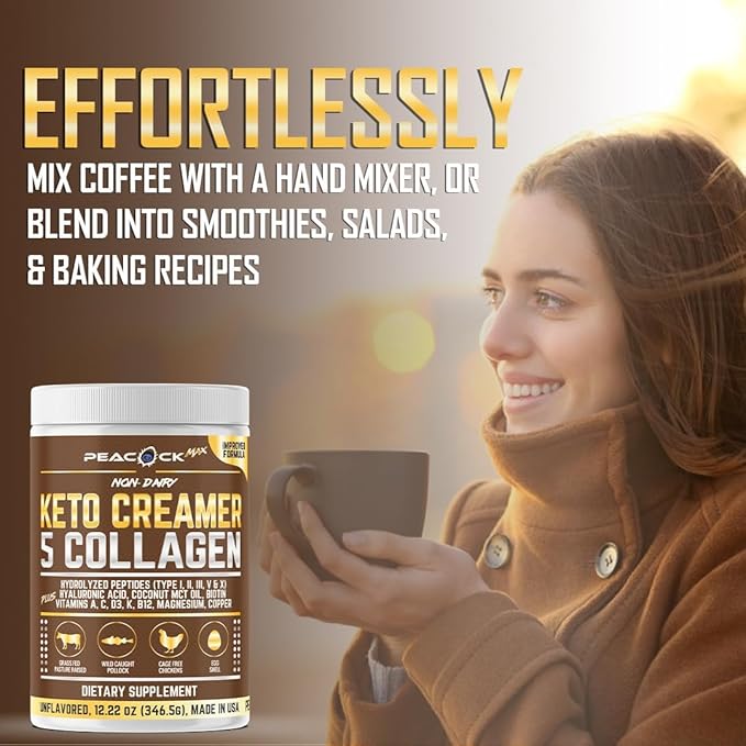 Collagen Keto Creamer Powder, Coconut MCT, Peptides, 12.22 oz, Unflavored, Hydrolyzed, B12, Magnesium (12.22 Ounces (Pack of 1))