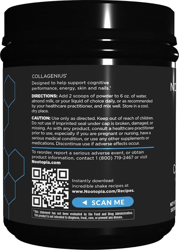 Collagenius v2.0 Brain Supplement – Lion’s Mane Chaga Cordyceps Reishi, Collagen Peptides & Superfoods – Supports Focus Memory Energy Immune Health Anti-Aging – Nootropic Powder 15 Servings