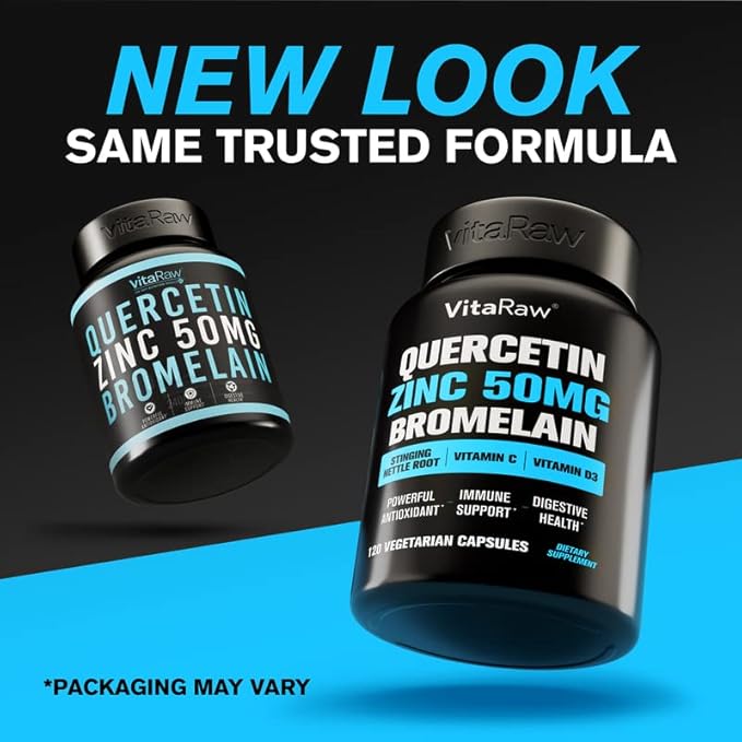 Quercetin with Bromelain 500mg Capsules, Supports Immune Response, Joint Comfort, & Overall Wellness - Vitamin C, Zinc 50mg, & Vitamin D3 5000 IU - Immunity Health Pills Quercetin Bromelain Supplement