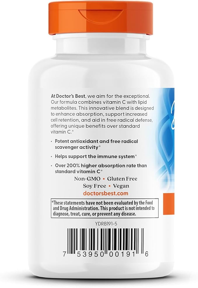 Doctors Best High Absorption Vitamin C with PureWay-C, Sustained Release for All Day Immune Support, Non-GMO, Gluten Free, Soy Free, Vegan 60 Tablets