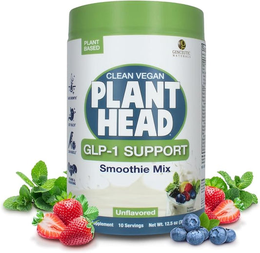 Plant Head GLP-1 Support 12.5 Ounce Smoothie Mix | Unflavored | Plant Based | Vegan | Non GMO | Gluten Free | Mushroom Blend with HMB & Digestive Enzymes