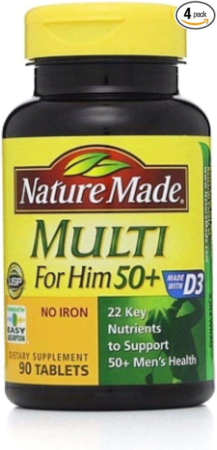 Nature Made Multi for Him 50+ Dietary Supplement Tablets 90 ea (Pack of 4)