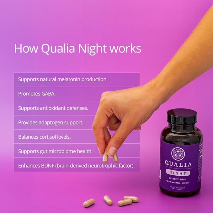 NEUROHACKER COLLECTIVE Qualia Night Sleep Aid | Non-Habit Forming | Science-Backed Supplement for Deep Refreshing Sleep | Melatonin-Free, Vegan, Non-GMO, Gluten-Free 80 Count | (1 Month Supply)