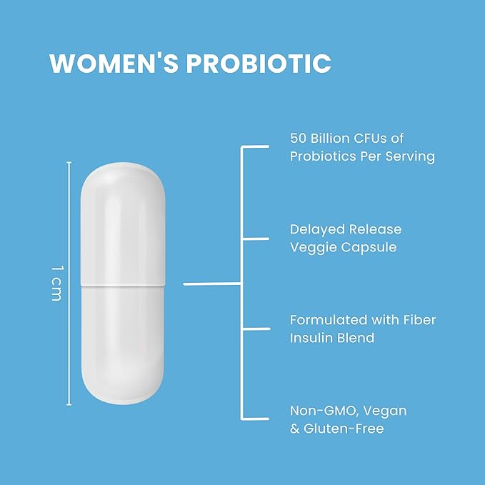 Probiotics for Women - 50 Billion CFU, 16 Strains, Organic Prebiotics & Probiotics for Women (Eurofins Lab Tested) - Digestive, Vaginal, Immune & Urinary Health - 2 Months Supply - 60 Capsules