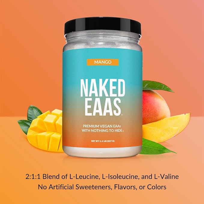 NAKED Mango EAAs Amino Acids Powder, Vegan Essential Amino Acids, Instantized All Natural EAA Powder Supplement 1.1LB - 26 Servings