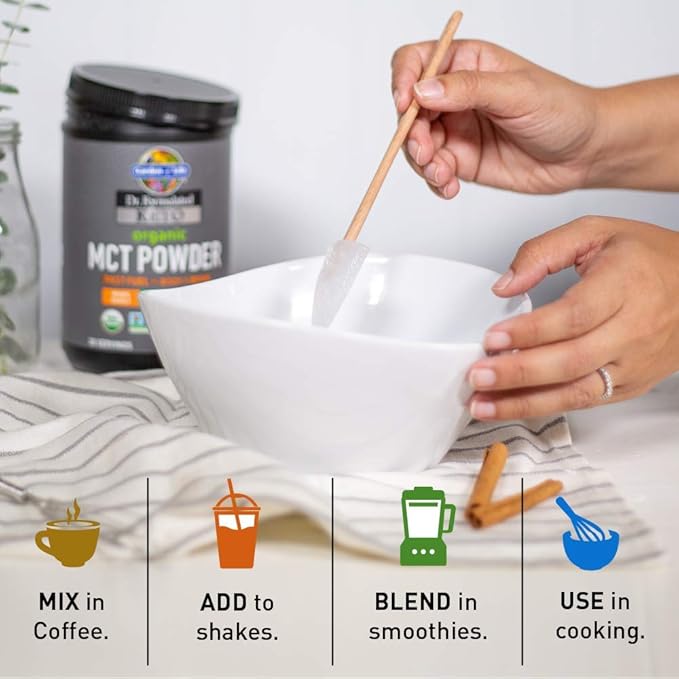 Garden of Life Dr. Formulated Keto Organic MCT Powder - 30 Servings, 6g MCTs from Coconuts Plus Prebiotic Fiber & Probiotics, Certified Organic, Non-GMO, Vegan, Gluten Free, Ketogenic