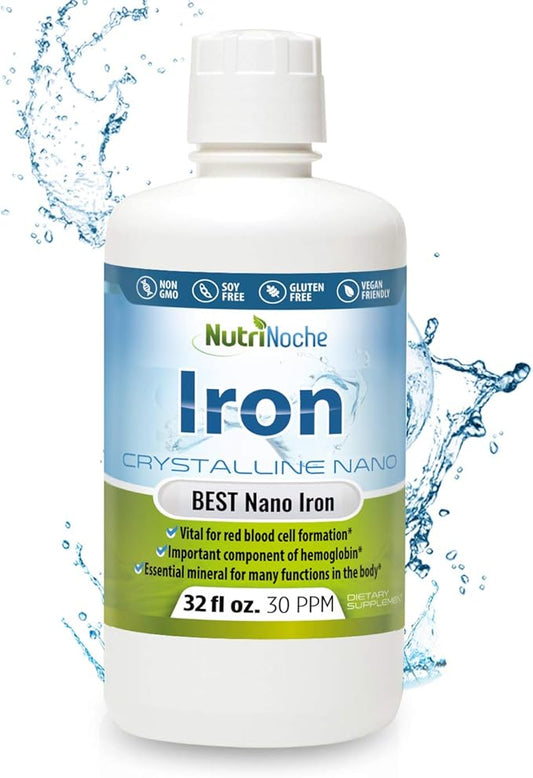 NutriNoche Liquid Iron Supplement - High Potency Sublingual Iron Drops - Vegan Iron - Flavorless - Crystalline Iron Supplement for Men, Women & Kids