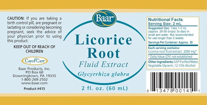 Baar Licorice Root Fluid Extract, 2 Fluid Ounces