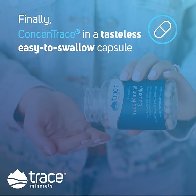 Trace Minerals Low-Sodium ConcenTrace Capsules - Supplement to Support Bone Health & Body Energy - Healthy Hydration & Electrolyte Support Supplement - 270 Capsules (90 Servings