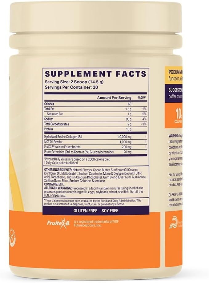Podium Nutrition, Morning Collagen, Sweet Cream, 20 Servings, Collagen Protein, Gluten Free, Soy Free
