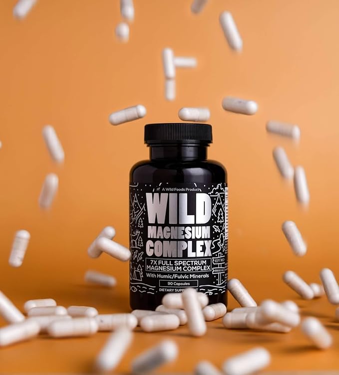 Wild Foods Magnesium Complex Supplement with 7X Forms | High Absorption, Full Spectrum, Easy Digestion | 500mg Glycinate, Bisglycinate, Malate, Orotate, Citrate, Taurate | 90 Capsule (Pack of 2)