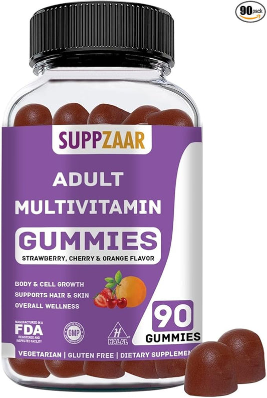Vegetarian Gummy Multivitamin for Women & Men - Daily Men & Womens Multivitamin with Vitamins: A C D E B6 B12, Biotin & Zinc - Complete Vitamin Formula - 90 Count