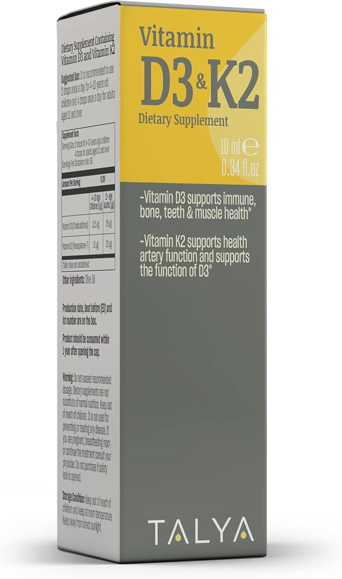 Vitamin D3 & K2 | Liquid Vitamin D3 with K2 Drops | 1000 IU | Immune Support - Helps Support Strong Bones & Healthy Heart | Non-GMO | Vegan | 60 Servings, 0.34 fl.oz