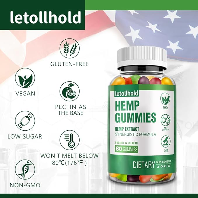 Organic Hemp Edibles Advanced Extra Strength High Potency Made with Natural Hemp Oil Gummy for Adults - Low Sugar Supplements Hemp Candy A