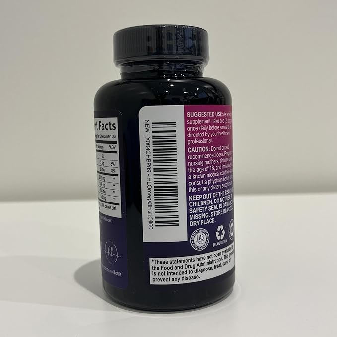 Omega 3 Fish Oil Triple Strength 2400 mg Rapid Release Softgels, Omega-3 Supplements, Natural Heart Health Brain & Joint Support - Fatty Acids with EPA & DHA - Fish Oil Supplement - 60 Softgels